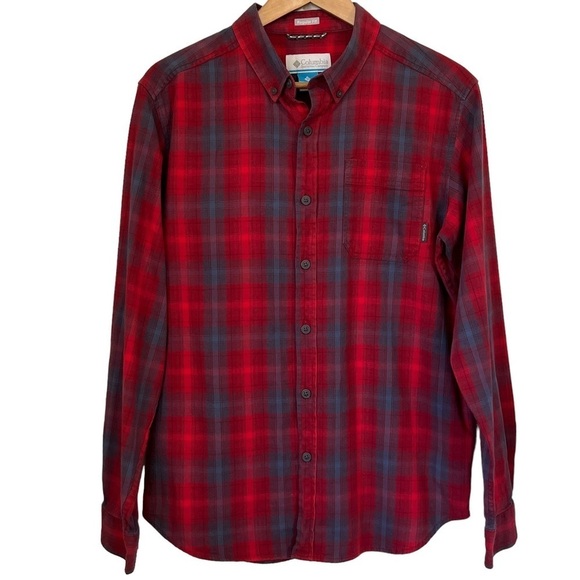 Columbia Cooper Lake Red & Blue Plaid Regular Fit Shirt Size Medium - Picture 1 of 15